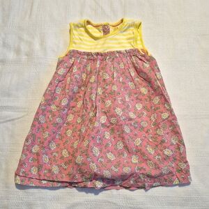 Baby Boden girls 12-18 pink daisy designed dress lined, jersey top VGUC